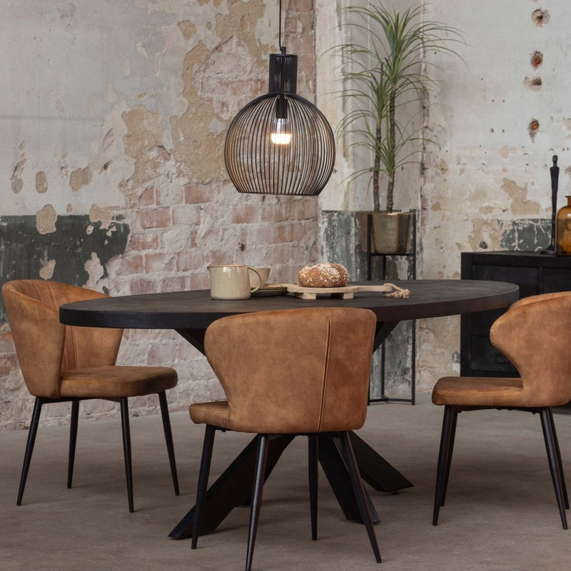 Jídelní stůl z mangového dřeva Tulsa Black 160×90 cm oválný Mahom