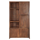 Nástěnná skříň z mangového dřeva Phoenix 120 cm ořech Mahom (3 otevřené přihrádky, 4 dvířka)
