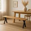 Jídelní lavice z mangového dřeva Salerno X-leg, taps 200x40 cm Mahom