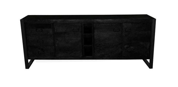 Komoda z mangového dřeva Stockton Black 200 cm Mahom