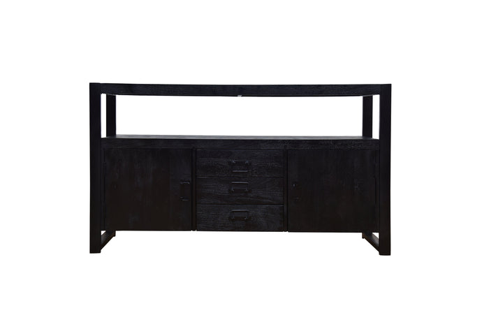 Komoda z mangového dřeva Pittsburgh Black 140 cm Mahom