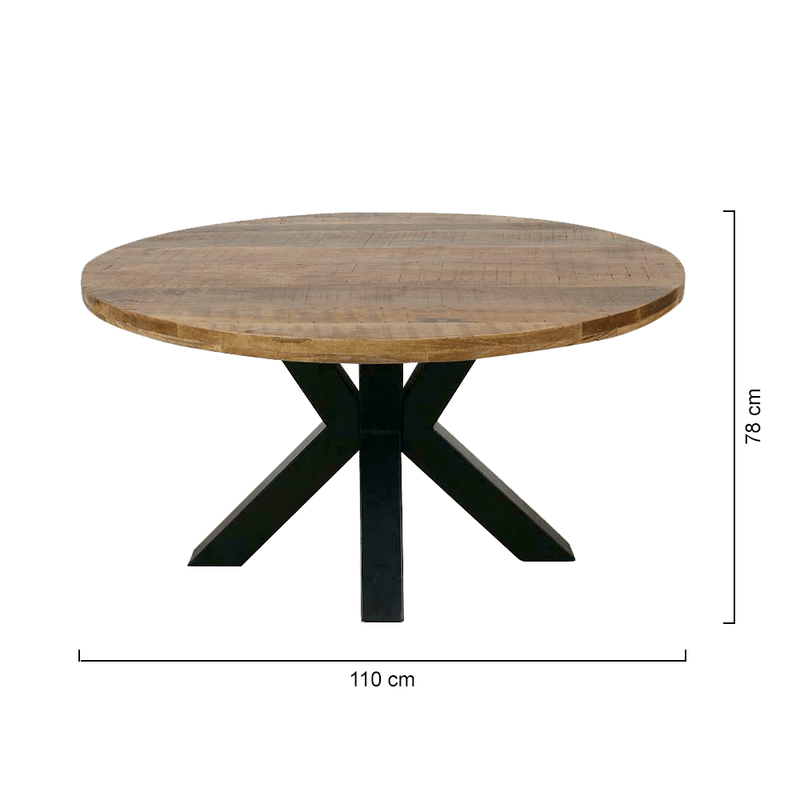 Mangohouten Eettafel Madison Rond 110 cm Mahom - Mangohoutonline