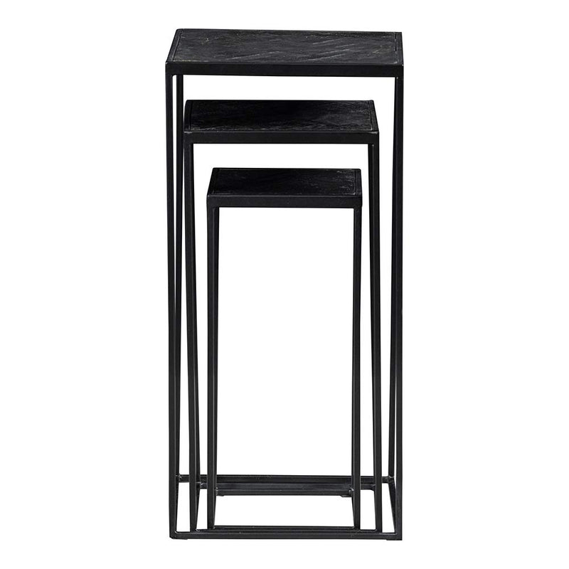 Příruční stolek z mangového dřeva Dayton Black (sada 3 ks) Mahom