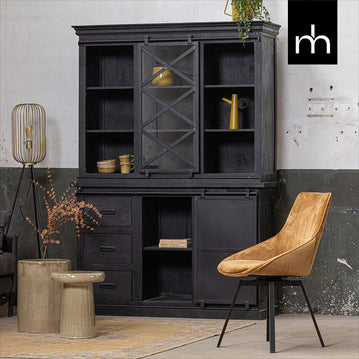 Príborník z mangového dreva Denver Black 160×220 cm Jednodverové Mahom