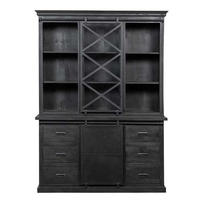 Príborník z mangového dreva Denver Black 160×220 cm Jednodverové Mahom