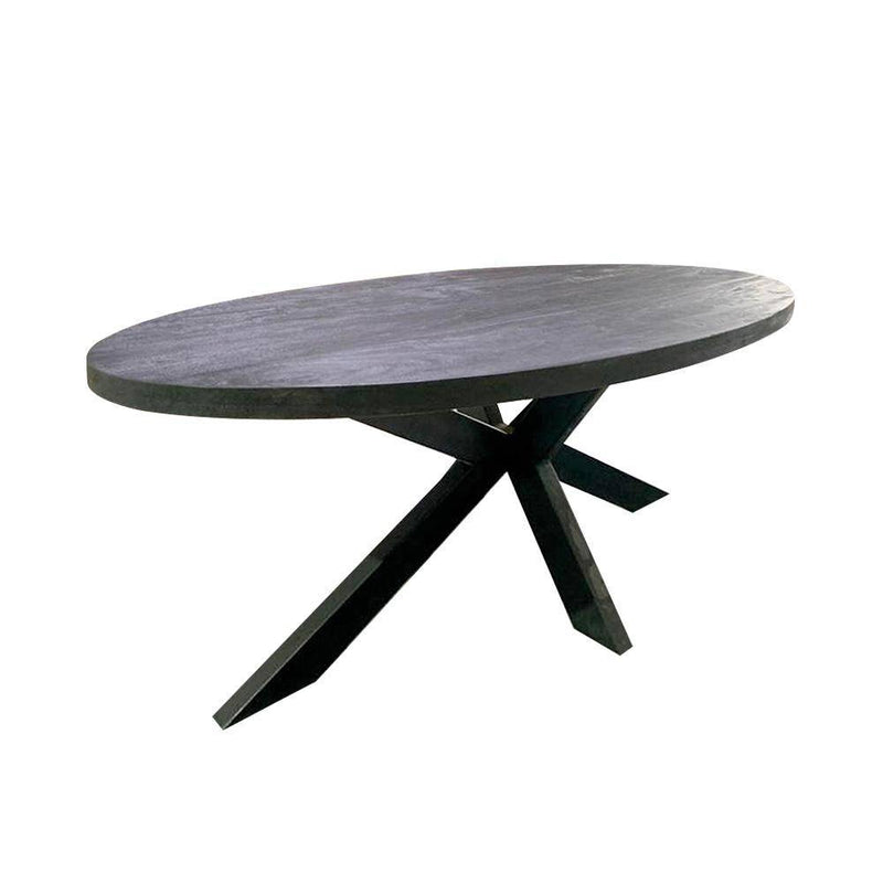 Mangohouten Eettafel Tulsa Black Ovaal 180×100 cm Mahom - Mangohoutonline