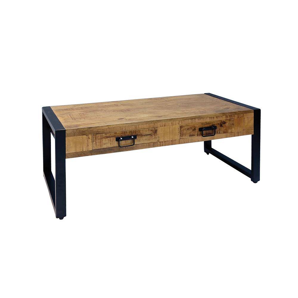 Mangohouten Salontafel Atlanta 120 cm met 2 lades Mahom - Mangohoutonline