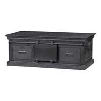 Konferenčný stolík z mangového dreva Portland Black 120 cm 4 zásuvky Mahom