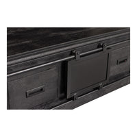 Konferenčný stolík z mangového dreva Portland Black 120 cm 4 zásuvky Mahom