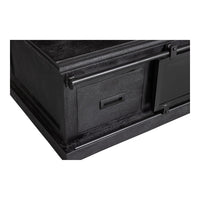 Konferenčný stolík z mangového dreva Portland Black 120 cm 4 zásuvky Mahom