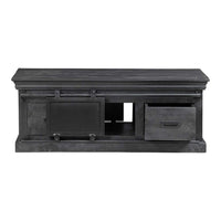 Konferenčný stolík z mangového dreva Portland Black 120 cm 4 zásuvky Mahom