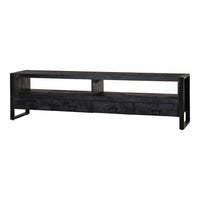 TV skříňka z mangového dřeva Fresno Black 220 cm Mahom