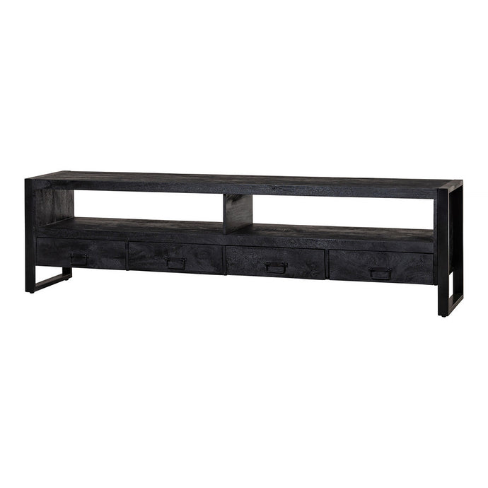 TV skříňka z mangového dřeva Fresno Black 220 cm Mahom