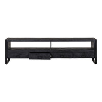 TV skříňka z mangového dřeva Fresno Black 220 cm Mahom