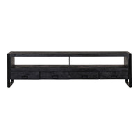 TV skříňka z mangového dřeva Fresno Black 220 cm Mahom