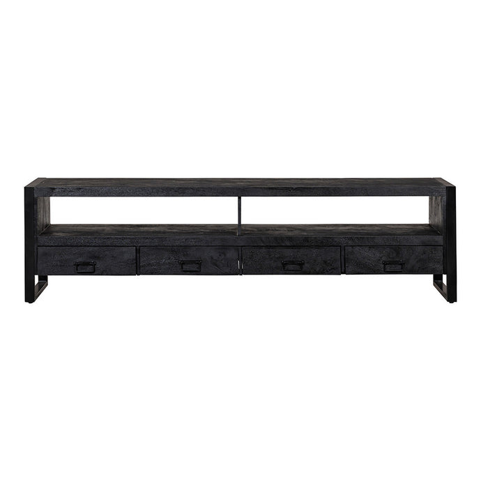 TV skříňka z mangového dřeva Fresno Black 220 cm Mahom