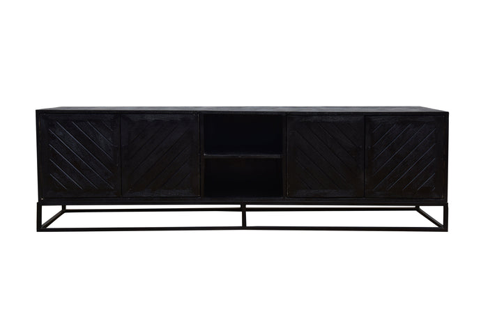 TV skříňka z mangového dřeva Reno Black 200 cm Mahom